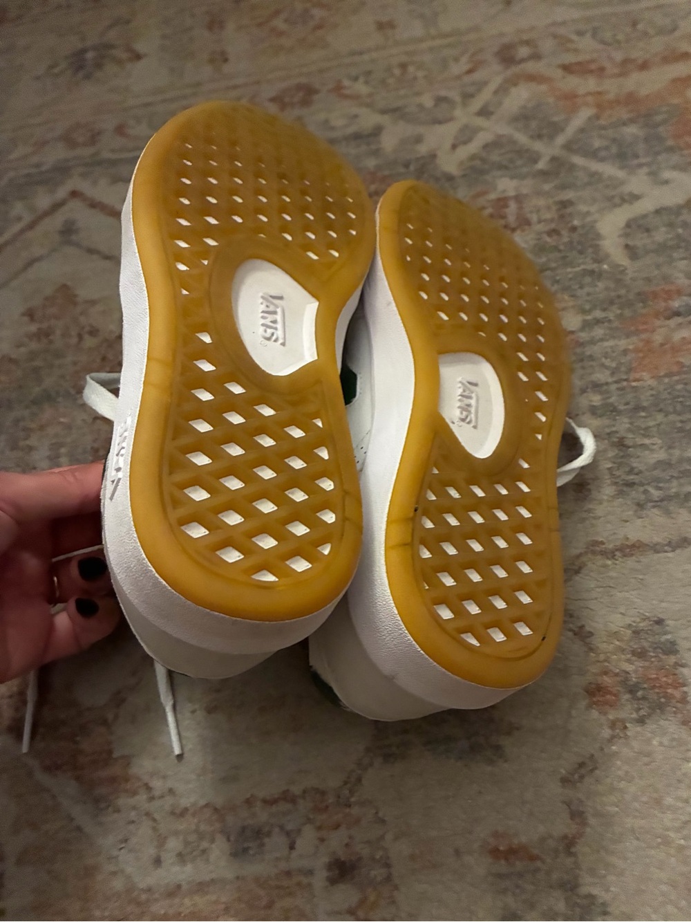 Vans Lowland Shoe in White and Dark Green - Picture 5 of 5